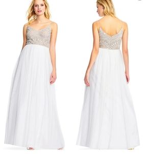 ADRIANNA PAPEL Beaded Bodice Mesh WEEDING Gown